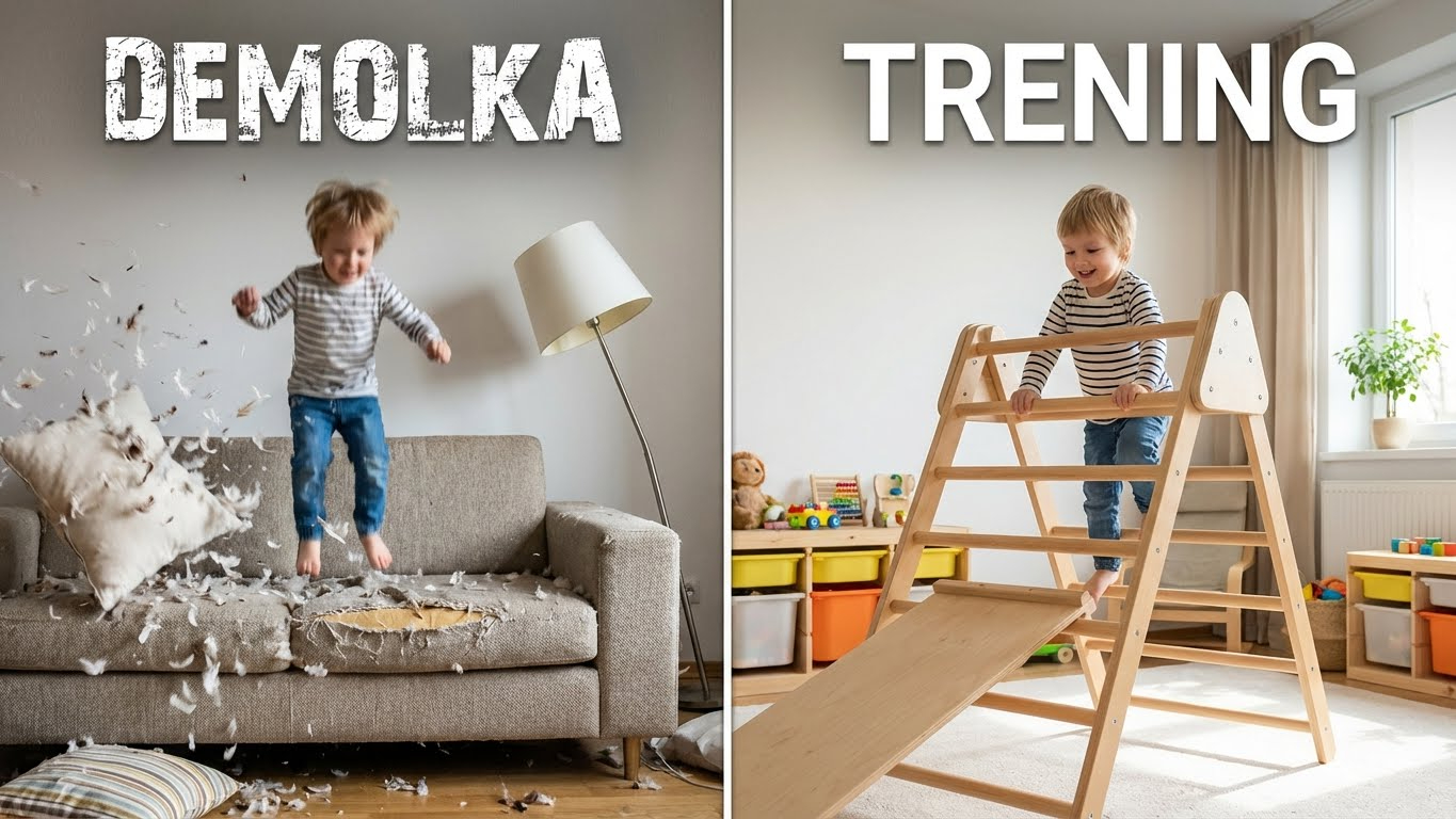 Plac zabaw w salonie: Buziaki i drabinki, które "wybiegają" dziecko zimą